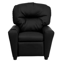 Load image into Gallery viewer, Contemporary Black LeatherSoft Kids Recliner with Cup Holder