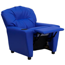 Load image into Gallery viewer, Contemporary Blue Vinyl Kids Recliner with Cup Holder