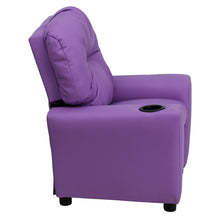 Load image into Gallery viewer, Contemporary Lavender Vinyl Kids Recliner with Cup Holder
