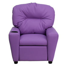 Load image into Gallery viewer, Contemporary Lavender Vinyl Kids Recliner with Cup Holder
