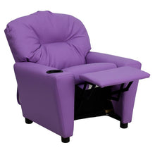 Load image into Gallery viewer, Contemporary Lavender Vinyl Kids Recliner with Cup Holder