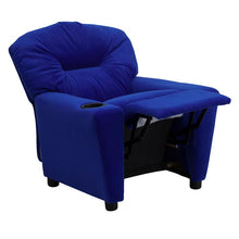 Load image into Gallery viewer, Contemporary Blue Microfiber Kids Recliner with Cup Holder