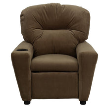 Load image into Gallery viewer, Contemporary Brown Microfiber Kids Recliner with Cup Holder