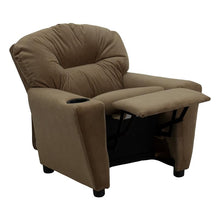 Load image into Gallery viewer, Contemporary Brown Microfiber Kids Recliner with Cup Holder