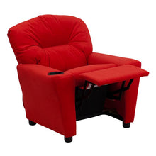 Load image into Gallery viewer, Contemporary Red Microfiber Kids Recliner with Cup Holder
