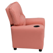 Load image into Gallery viewer, Contemporary Pink Vinyl Kids Recliner with Cup Holder