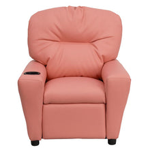 Load image into Gallery viewer, Contemporary Pink Vinyl Kids Recliner with Cup Holder