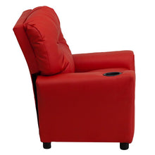 Load image into Gallery viewer, Contemporary Red Vinyl Kids Recliner with Cup Holder