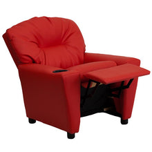Load image into Gallery viewer, Contemporary Red Vinyl Kids Recliner with Cup Holder