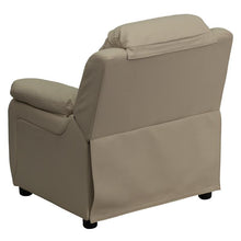 Load image into Gallery viewer, Deluxe Padded Contemporary Beige Vinyl Kids Recliner with Storage Arms