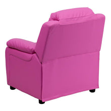 Load image into Gallery viewer, Deluxe Padded Contemporary Hot Pink Vinyl Kids Recliner with Storage Arms