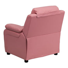 Load image into Gallery viewer, Deluxe Padded Contemporary Pink Vinyl Kids Recliner with Storage Arms