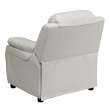 Load image into Gallery viewer, Deluxe Padded Contemporary White Vinyl Kids Recliner with Storage Arms