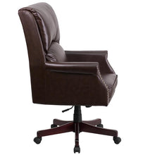 Load image into Gallery viewer, High Back Pillow Back Brown LeatherSoft Executive Swivel Office Chair with Arms