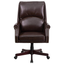 Load image into Gallery viewer, High Back Pillow Back Brown LeatherSoft Executive Swivel Office Chair with Arms