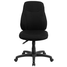 Load image into Gallery viewer, Mid-Back Black Fabric Multifunction Swivel Ergonomic Task Office Chair