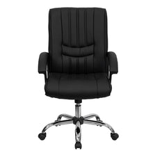 Load image into Gallery viewer, Mid-Back Black LeatherSoft Swivel Manager's Office Chair with Arms