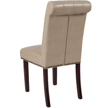 Load image into Gallery viewer, Beige Parsons Chair with Rolled Back, Accent Nail Trim and Walnut Finish
