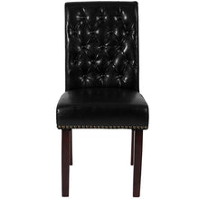 Load image into Gallery viewer, Black Parsons Chair with Rolled Back, Accent Nail Trim and Walnut Finish