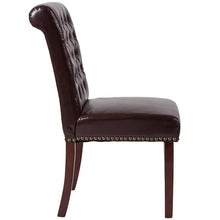 Load image into Gallery viewer, Brown Parsons Chair with Rolled Back, Accent Nail Trim and Walnut Finish