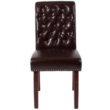 Load image into Gallery viewer, Brown Parsons Chair with Rolled Back, Accent Nail Trim and Walnut Finish