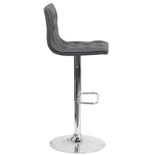 Load image into Gallery viewer, Button Tufted Gray Vinyl Adjustable Height Barstool with Chrome Base