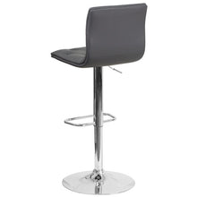 Load image into Gallery viewer, Button Tufted Gray Vinyl Adjustable Height Barstool with Chrome Base