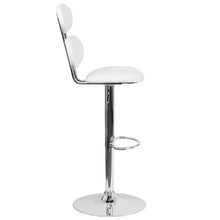 Load image into Gallery viewer, White Vinyl Adjustable Height Barstool with Ellipse Back and Chrome Base