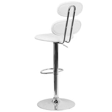 Load image into Gallery viewer, White Vinyl Adjustable Height Barstool with Ellipse Back and Chrome Base