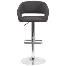 Load image into Gallery viewer, Charcoal Fabric Adjustable Height Barstool with Rounded Mid-Back and Chrome Base