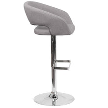 Load image into Gallery viewer, Gray Fabric Adjustable Height Barstool with Rounded Mid-Back and Chrome Base