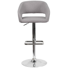 Load image into Gallery viewer, Gray Fabric Adjustable Height Barstool with Rounded Mid-Back and Chrome Base