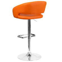 Load image into Gallery viewer, Orange Vinyl Adjustable Height Barstool with Rounded Mid-Back and Chrome Base