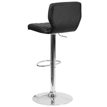 Load image into Gallery viewer, Black Vinyl Adjustable Height Barstool with Vertical Stitch Back and Chrome Base