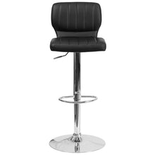Load image into Gallery viewer, Black Vinyl Adjustable Height Barstool with Vertical Stitch Back and Chrome Base