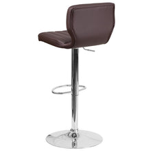 Load image into Gallery viewer, Brown Vinyl Adjustable Height Barstool with Vertical Stitch Back and Chrome Base