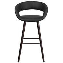 Load image into Gallery viewer, 29'' High Contemporary Cappuccino Wood Barstool in Black Vinyl