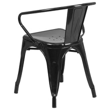 Load image into Gallery viewer, Commercial Grade Black Metal Indoor-Outdoor Chair with Arms