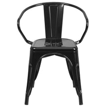 Load image into Gallery viewer, Commercial Grade Black Metal Indoor-Outdoor Chair with Arms