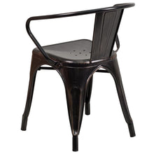Load image into Gallery viewer, Commercial Grade Black-Antique Gold Metal Indoor-Outdoor Chair with Arms