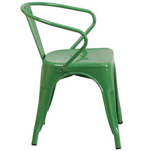 Load image into Gallery viewer, Commercial Grade Green Metal Indoor-Outdoor Chair with Arms
