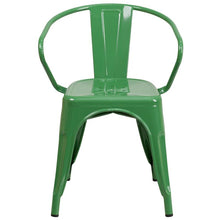 Load image into Gallery viewer, Commercial Grade Green Metal Indoor-Outdoor Chair with Arms