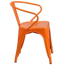 Load image into Gallery viewer, Commercial Grade Orange Metal Indoor-Outdoor Chair with Arms