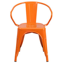 Load image into Gallery viewer, Commercial Grade Orange Metal Indoor-Outdoor Chair with Arms