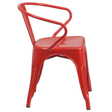 Load image into Gallery viewer, Commercial Grade Red Metal Indoor-Outdoor Chair with Arms