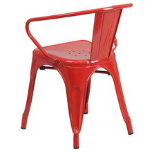 Load image into Gallery viewer, Commercial Grade Red Metal Indoor-Outdoor Chair with Arms