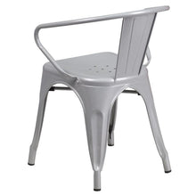 Load image into Gallery viewer, Commercial Grade Silver Metal Indoor-Outdoor Chair with Arms