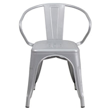 Load image into Gallery viewer, Commercial Grade Silver Metal Indoor-Outdoor Chair with Arms