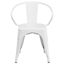 Load image into Gallery viewer, Commercial Grade White Metal Indoor-Outdoor Chair with Arms