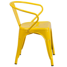 Load image into Gallery viewer, Commercial Grade Yellow Metal Indoor-Outdoor Chair with Arms